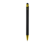 Gerecyclede aluminium pen met stylus, blauwe inkt kleur geel