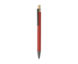 Balpen van aluminium met bamboe drukknop, blauwe inkt kleur rood