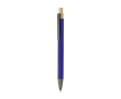 Balpen van aluminium met bamboe drukknop, blauwe inkt kleur blauw