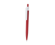 Gerecyclede kunststof pen met clip en drukknop, blauwe inkt kleur rood