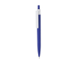 Gerecyclede kunststof pen met clip en drukknop, blauwe inkt kleur blauw