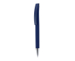 Klikpen met rubberen body en clip, blauwe inkt kleur marineblauw
