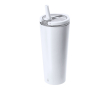 Thermobeker van gerecycled roestvrij staal met rietje 700 ml kleur wit