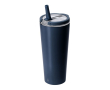 Thermobeker van gerecycled roestvrij staal met rietje 700 ml kleur marineblauw