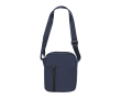 Schoudertas van soft nylon met voorvak en ritssluiting kleur marineblauw