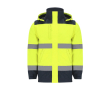 Unisex high-visibility jas tegen regen en wind met capuchon kleur geel