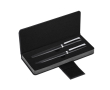 Set met balpen en rollerball van RVS met etui, blauwe inkt kleur zwart