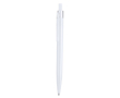 Plastic drukpen met transparante clip en blauwe inkt kleur wit