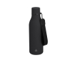 Thermosfles van gerecycled RVS met rubberen afwerking 480ml kleur zwart