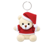 Pluchen sleutelhanger met beer in kerstpak en kerstmuts kleur rood