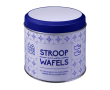 8 Hollandse stroopwafels in blik met logo kleur zilver