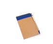 Notitieblok van karton met spiraal en pen, A6 formaat, blanco pagina's kleur marineblauw