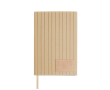 Notitieboek van PU met textuur en bedrukbaar label, A5 blanco pagina’s kleur beige