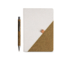 Notitieboek van gerecycled katoen met groene-thee pen A5 kleur beige