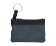 Eenvoudige nylon portemonnee met zwarte rits en sleutelhanger kleur blauw