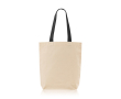 Katoenen tas met ondervouw en gekleurde handvatten 180 g/m² kleur zwart