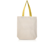 Katoenen tas met ondervouw en gekleurde handvatten 180 g/m² kleur geel
