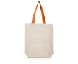 Katoenen tas met ondervouw en gekleurde handvatten 180 g/m² kleur oranje