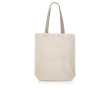 Katoenen tas met ondervouw en gekleurde handvatten 180 g/m² kleur khaki
