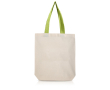 Katoenen tas met ondervouw en gekleurde handvatten 180 g/m² kleur lichtgroen