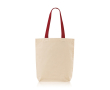 Katoenen tas met ondervouw en gekleurde handvatten 180 g/m² kleur rood