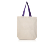 Katoenen tas met ondervouw en gekleurde handvatten 180 g/m² kleur paars