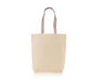 Katoenen tas met ondervouw en gekleurde handvatten 180 g/m² kleur meerkleurig