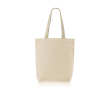 Katoenen tas met ondervouw en gekleurde handvatten 180 g/m² kleur beige