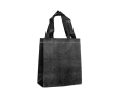 Non-woven tas met glitterafwerking en riemen 130 g/m² kleur zwart