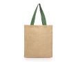 Boodschappentas van jute met katoenen handvatten 265 g/m² kleur olijfgroen