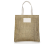 Jute tas met katoenen handvatten en stof met zigzagafwerking kleur olijfgroen