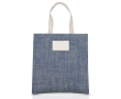 Jute tas met katoenen handvatten en stof met zigzagafwerking kleur koningsblauw