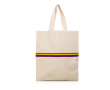 Natuurlijke katoenen tas met multicolor band en handvatten 180 g/m² kleur beige