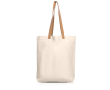 Katoenen tas met synthetische leren handvatten, stevig 180 g/m² kleur beige