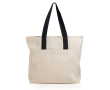 Canvas katoenen tas met sluiting en gekleurde hengsels 280 g/m² kleur zwart