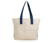 Canvas katoenen tas met sluiting en gekleurde hengsels 280 g/m² kleur marineblauw