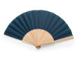 Kleurrijke waaier met polyester doek en houten spijlen kleur marineblauw