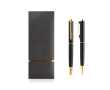 Set van metalen balpen en roller met elegante uitstraling, blauwe inkt kleur goud