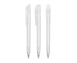 Plastic BIC® pen met brede clip en blauwe inkt kleur doorzichtig wit