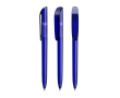 Plastic BIC® pen met brede clip en blauwe inkt kleur doorzichtig blauw