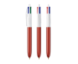 Kunststof pen in frosted stijl met 4 kleuren inkt BIC® kleur rood