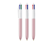 Kunststof pen in frosted stijl met 4 kleuren inkt BIC® kleur roze