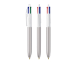 Kunststof pen in frosted stijl met 4 kleuren inkt BIC® kleur zilver