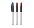 Kunststof pen in frosted stijl met 4 kleuren inkt BIC® kleur zwart / grijs