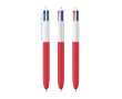 Plastic balpen met zachte soft touch en vier kleuren inkt BIC® kleur rood