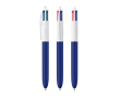 Plastic balpen met zachte soft touch en vier kleuren inkt BIC® kleur marineblauw