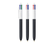 Plastic balpen met houteffect, gemaakt in de EU, met 4 inkten BIC® kleur zwart