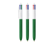 Plastic balpen met houteffect, gemaakt in de EU, met 4 inkten BIC® kleur groen