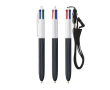 Plastic pen met houteffect en inkt in 4 kleuren BIC® kleur zwart