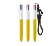 Plastic pen met houteffect en inkt in 4 kleuren BIC® kleur geel